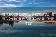 蜜桃视频高频使用后的真实结论：资源失效时的替代方案体验记录（长期体验）