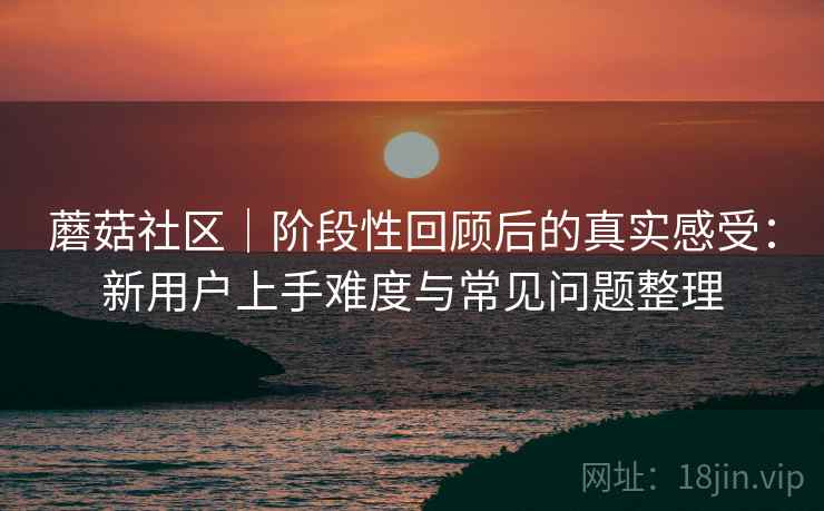 蘑菇社区|阶段性回顾后的真实感受:新用户上手难度与常见问题整理 蘑菇社区|阶段性回顾后的真实感受:新用户上手难度与常见问题整理